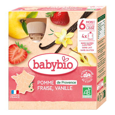 BABYBIO jablko s jahodami a vanilkou 4x90g