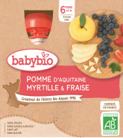 BABYBIO jablko borůvky jahody 4x90g