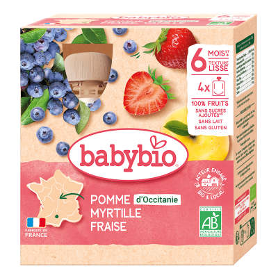 BABYBIO jablko borůvky jahody 4x90g