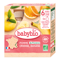 BABYBIO jablko pomeranč banán 4x90g