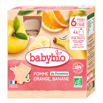 BABYBIO jablko pomeranč banán 4x90g