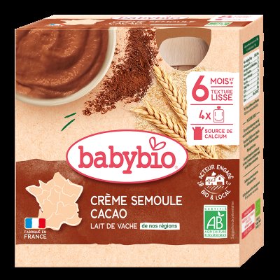 BABYBIO krupice s kakaem 4x85g