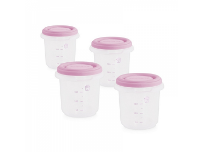 Kelímky na jídlo s víčkem Pink 4ks - miniland set 4 hermisized storage container 250ml