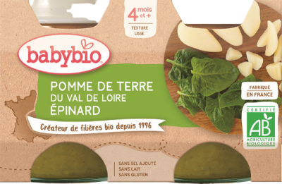 BABYBIO brambory se špenátem 2x130g