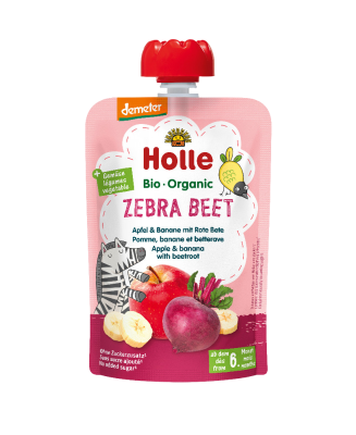 Holle Zebra Beet Bio ovocné pyré jablkobanán a červená řepa 100g