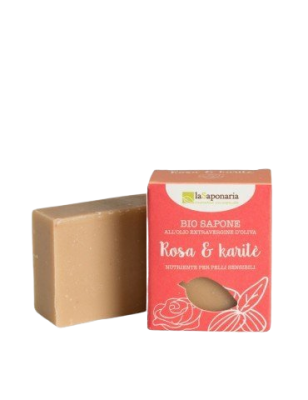 laSaponaria Tuhé olivové mýdlo BIO Růžový olej a bambucké máslo 100 g