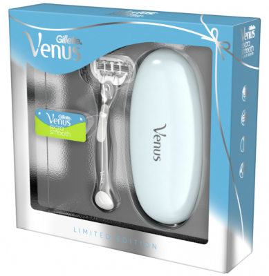 Gillette Venus Extra Smooth Platinum holicí strojek pro ženy + 2 náhradní hlavice + cestovní pouzdro dárková sada