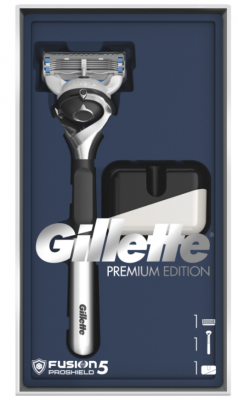 Gillette Dárkové balení Fusion5 ProShield Chill Chromovaný holicí strojek + Stojan