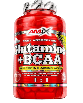 AMIX L-Glutamine + BCAA, 360 kapslí