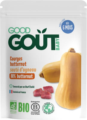 Good Gout BIO Máslová dýně s jehněčím masem 190g Good Gout BIO Máslová dýně s jehněčím masem 190g