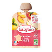 BABYBIO jablko s hruškou a broskví 4x90g