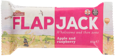 Wholebake Flapjack ovesný malina-jablečná šťáva bezlepkový 80g Wholebake Flapjack ovesný malina-jablečná šťáva bezlepkový 80g