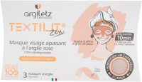 Argiletz Maska pleťová zklidňující textilní s růžovým jílem 3ks