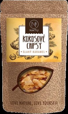 NATU Kokosové chipsy BIO slaný karamel 70 g NATU Kokosové chipsy BIO slaný karamel 70 g