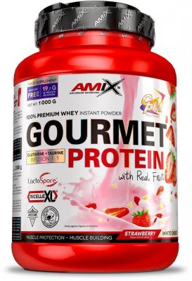 AMIX Gourmet Protein, Jahoda-bílá čokoláda, 1000g