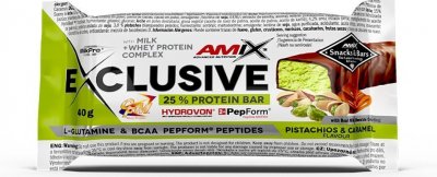 AMIX Exclusive Protein Bar, Pistácie-karamel, 40g