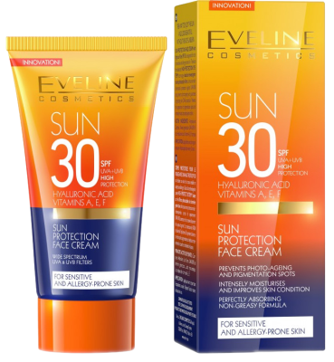 Eveline SUN SPF30 opalovací krém na obličej 50 ml Eveline SUN SPF30 opalovací krém na obličej 50 ml