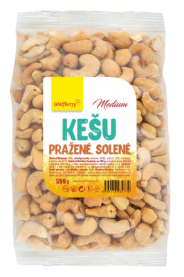 Wolfberry Kešu ořechy medium pražené solené 500g