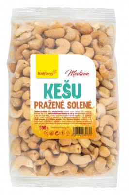 Wolfberry Kešu ořechy medium pražené solené 500g