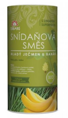 Iswari Bio Snídaňová směs Mladý ječmen, banán, naklíčená pohanka 800 g