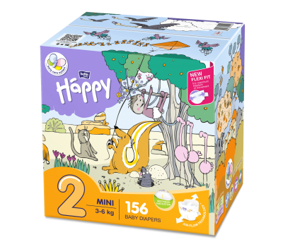 Bella Baby Happy Mini 3-6 kg dětské plenky box 2x78 ks