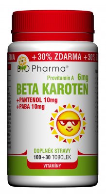 Bio Pharma Beta Karoten 6 mg+Pantenol 10 mg+PABA 10 mg 130 tobolek - Bio Pharma Beta Karoten 6 mg 130 kapslí + Pantenol 10 mg + PABA 10 mg