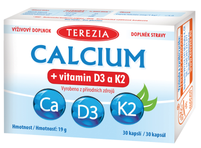 Terezia Calcium + vitamin D3 a K2 30 kapslí Terezia Calcium + vitamin D3 a K2 30 kapslí