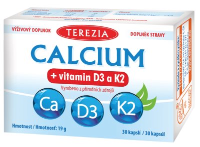 Terezia Calcium + vitamin D3 a K2 30 kapslí