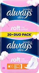 Always vložky Ultra Sensitive Normal Duo 20ks