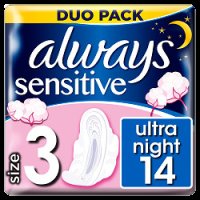 Always vložky Ultra Sensitive Night Duo 14ks