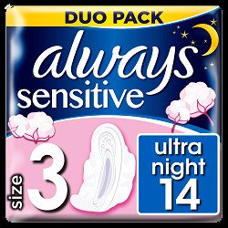 Always vložky Ultra Sensitive Night Duo 14ks Always vložky Ultra Sensitive Night Duo 14ks