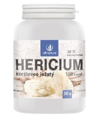 Allnature Hericium Korálovec ježatý 100 kapslí Allnature Hericium Korálovec ježatý 100 kapslí