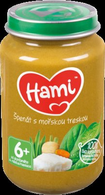 Hami příkrm Špenát s mořskou treskou od uk. 6. měsíce 200g Hami příkrm Špenát s mořskou treskou od uk. 6. měsíce 200g