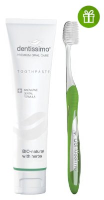 Dentissimo BIO-natural zubní pasta + kartáček Soft Parodontal (na podrážděné dásně)