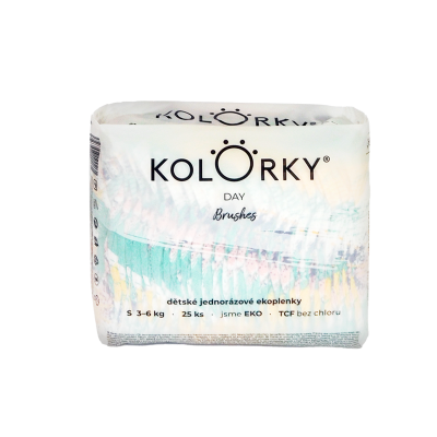 Kolorky DAY - štětce - S (3-6 kg) jednorázové eko plenky 25ks