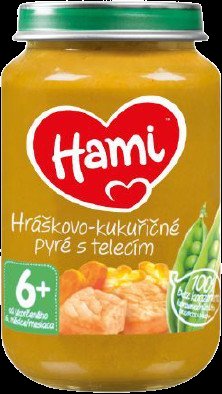 Hami příkrm hráškovo-kukuř.pyré s telecím 200g 6M Hami příkrm hráškovo-kukuř.pyré s telecím 200g 6M