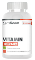 GymBeam Vitamin D3+K1+K2 unflavored 60 kapslí GymBeam Vitamin D3+K1+K2 unflavored 60 kapslí