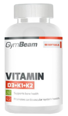 GymBeam Vitamin D3+K1+K2 unflavored 60 kapslí
