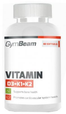 GymBeam Vitamin D3+K1+K2 unflavored 60 kapslí