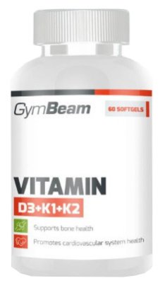 GymBeam Vitamin D3+K1+K2 unflavored 120 kapslí