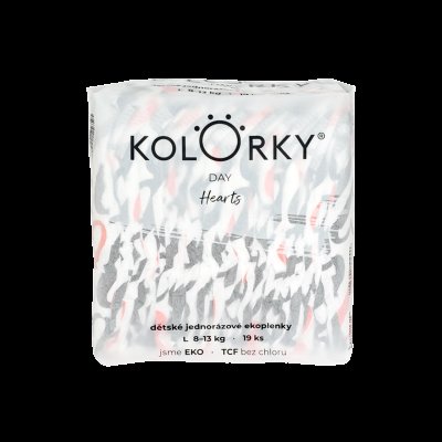 Kolorky DAY - srdce - L (8-13 kg) jednorázové eko plenky 19ks