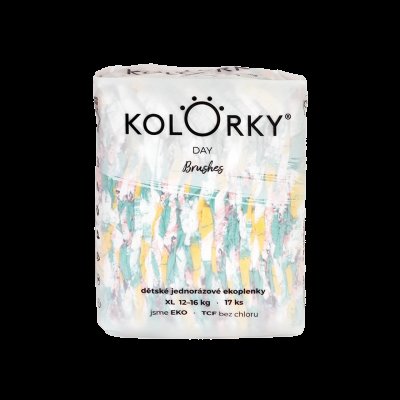 Kolorky DAY - štětce - XL (12-16 kg) jednorázové eko plenky 17ks