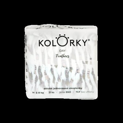 Kolorky DAY - peří - M (5-8 kg) jednorázové eko plenky21ks