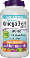 Webber Naturals Omega 3-6-9 High Potency 1200 mg 150 tobolek