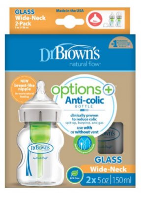 Dr.Brown´s láhev Options + Wide-Neck SKLO150 ml, 2ks