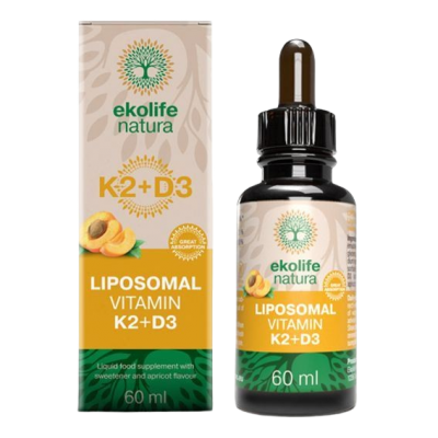 Ekolife Natura Liposomal Vitamin K2 + D3 meruňka 60 ml