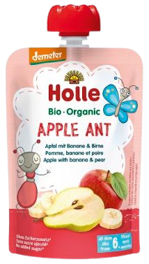 Holle Bio pyré - Apple Ant - Jablko a banán s hruškou 100g Holle Bio pyré - Apple Ant - Jablko a banán s hruškou 100g