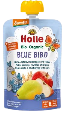 Holle Bio pyré - Blue bird- Hruška, jablko a borůvky s vločkami 100g
