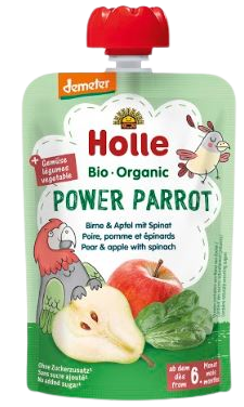 Holle Bio pyré- Power Parrot - Hruška s jablkem a špenátem 100g