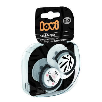 LOVI Dudlík silikonový dynamický SALT&PEPPER 0-3m 2ks